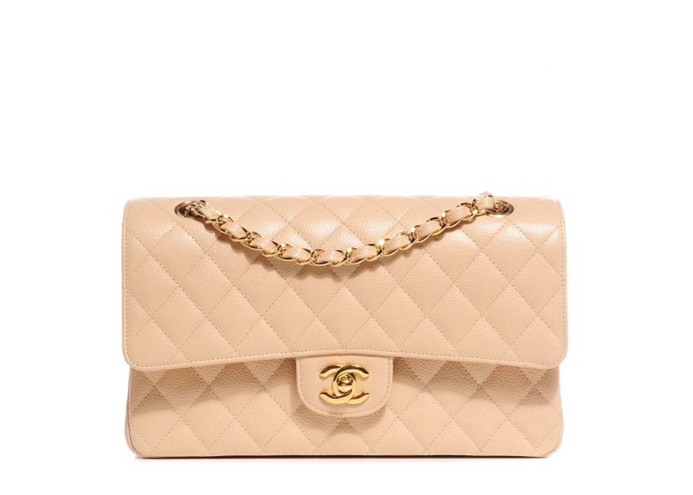 CHANEL Small Classic Flap Beige Clair Caviar GHW