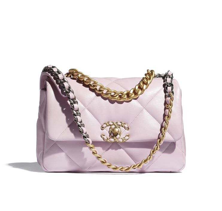 CHANEL 19 Small Quilted Pink Goat Skin Leather Small Shoulder Flap Bag