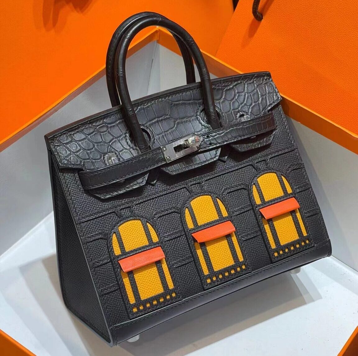 Hermes So Black Faubourg House Birkin Handbag